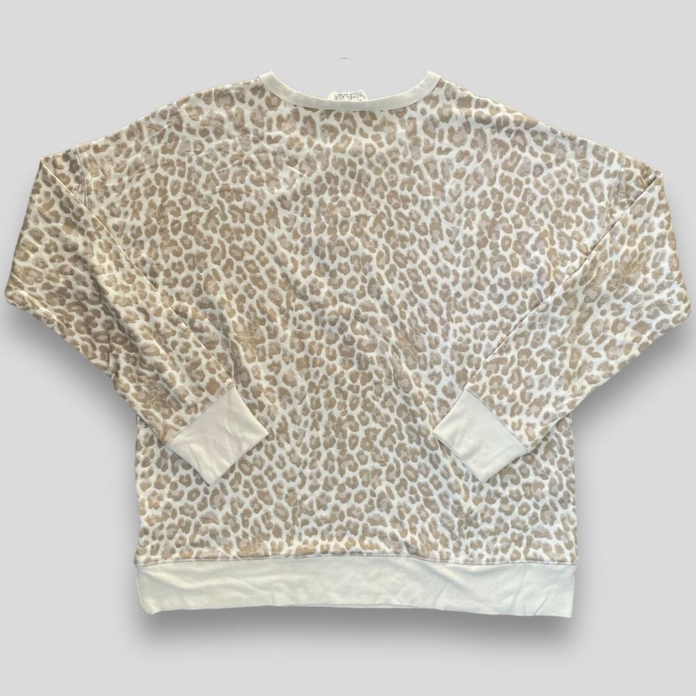 RACHEL ZOE BOHO BOHEMIAN ANIMAL PRINT NEUTRAL SCOOP NECK LS SWEATER M - Picture 2 of 11